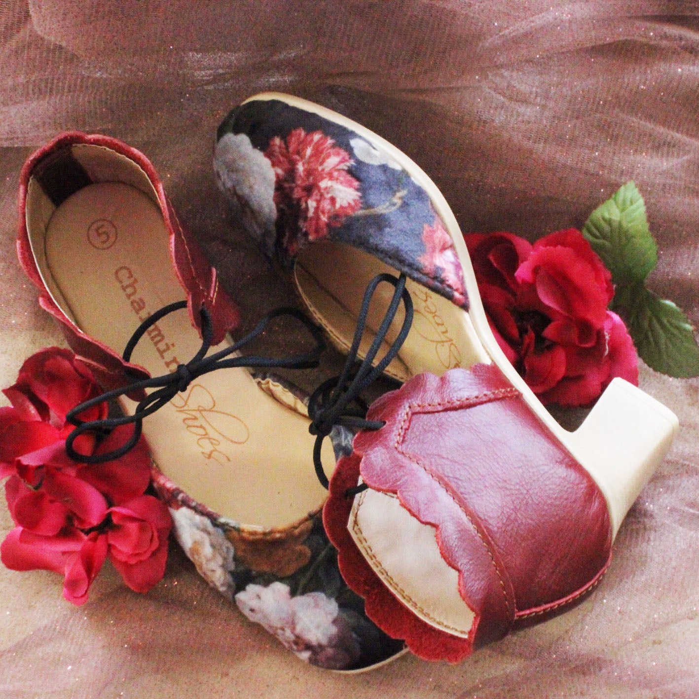 Cloë Ruby Velvet ribbon Heel