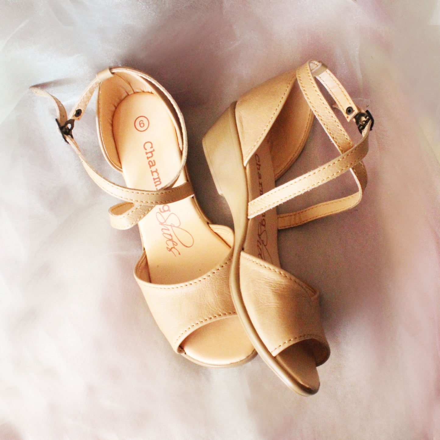 SALE Demi Beige opentoe Wedge