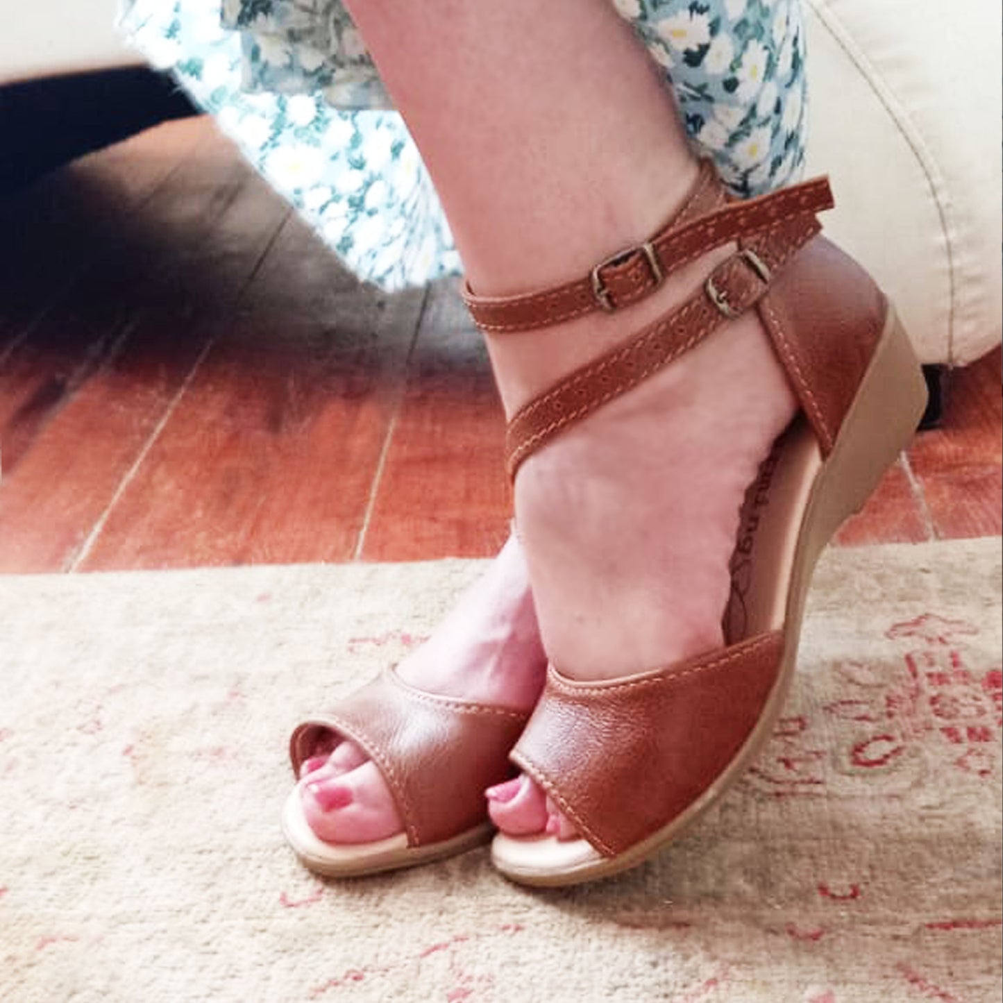 Demi Tan opentoe Wedge