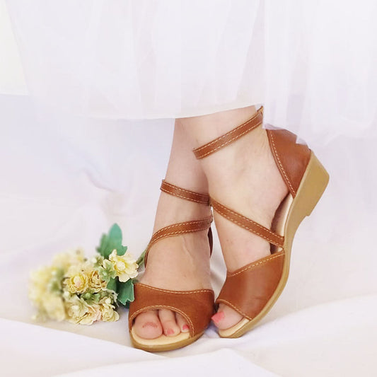 Demi Bridal Tan Wedge