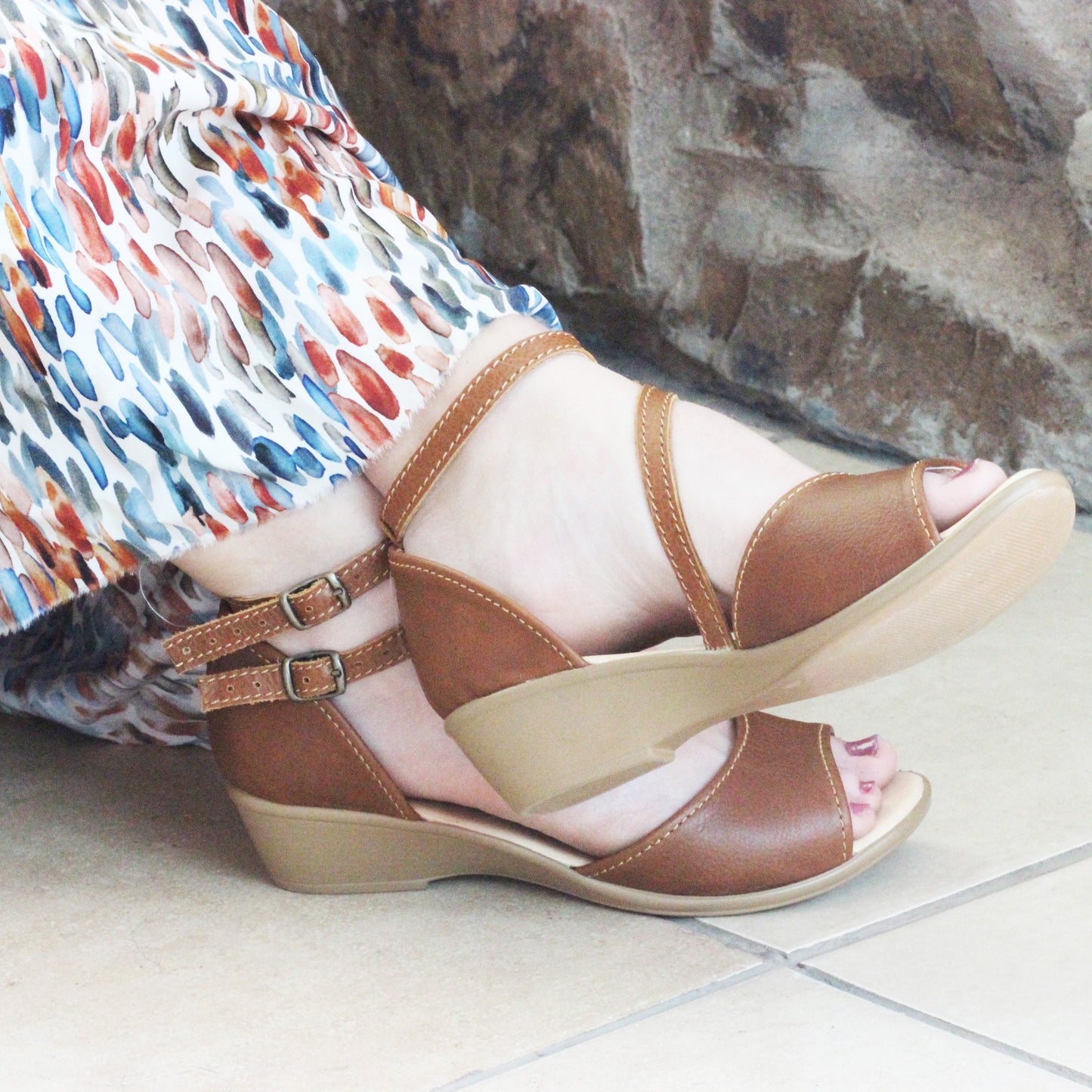 Demi Tan opentoe Wedge