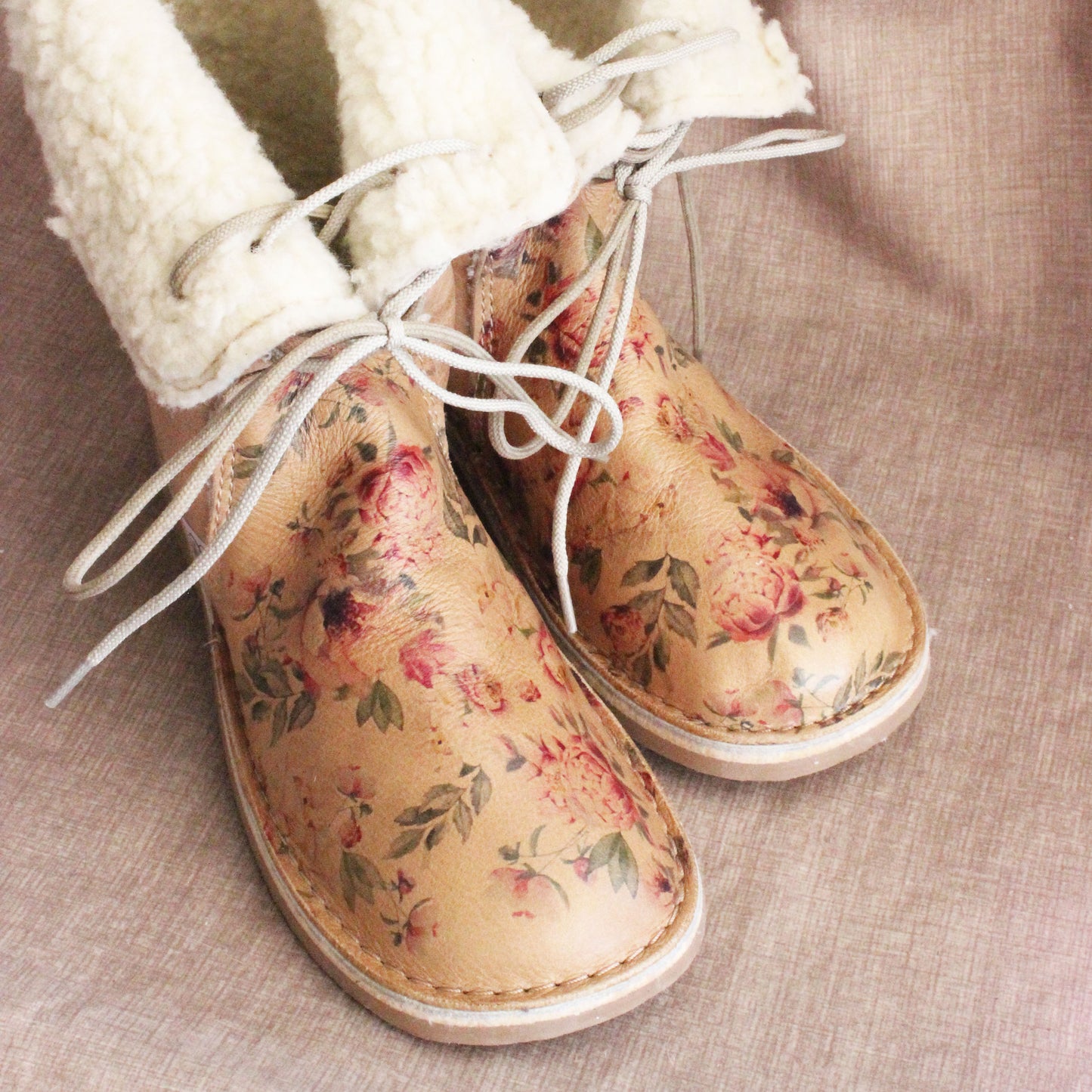 SALE Hannah Beige Floral BOOTS
