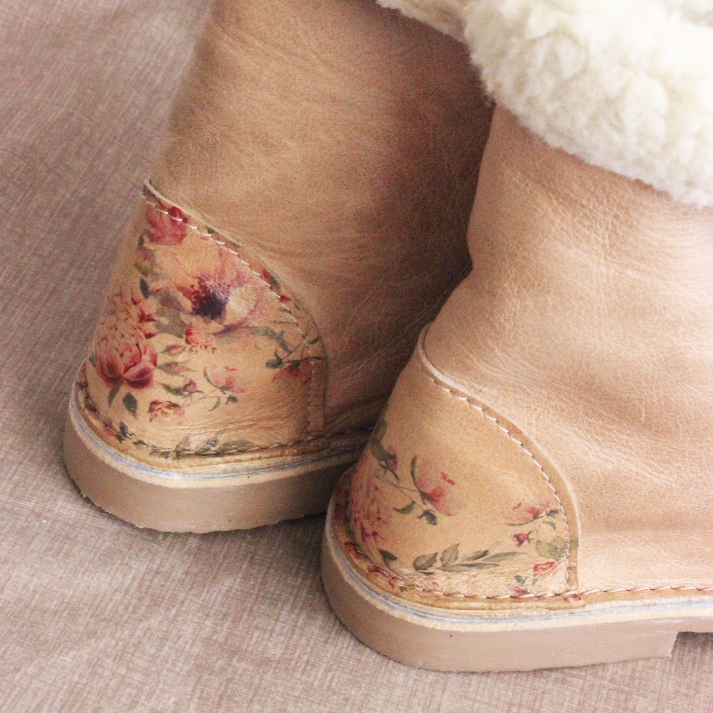 SALE Hannah Beige Floral BOOTS