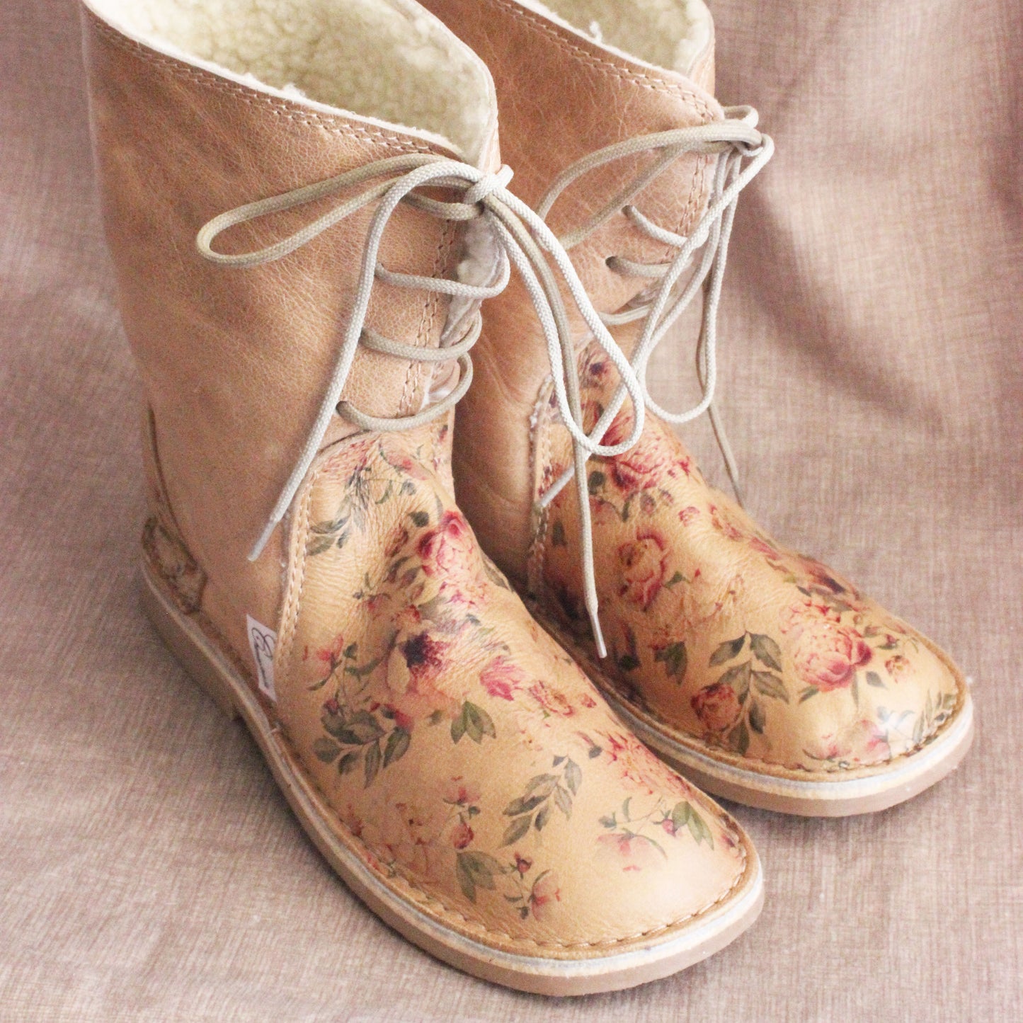 SALE Hannah Beige Floral BOOTS