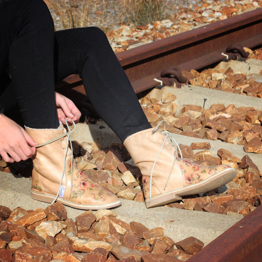 SALE Hannah Beige Floral BOOTS