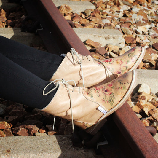 SALE Hannah Beige Floral BOOTS
