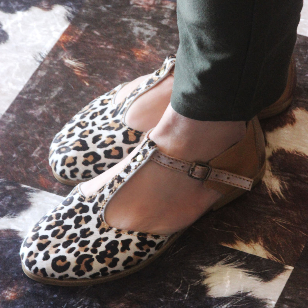 Leopard print t bar hot sale shoes