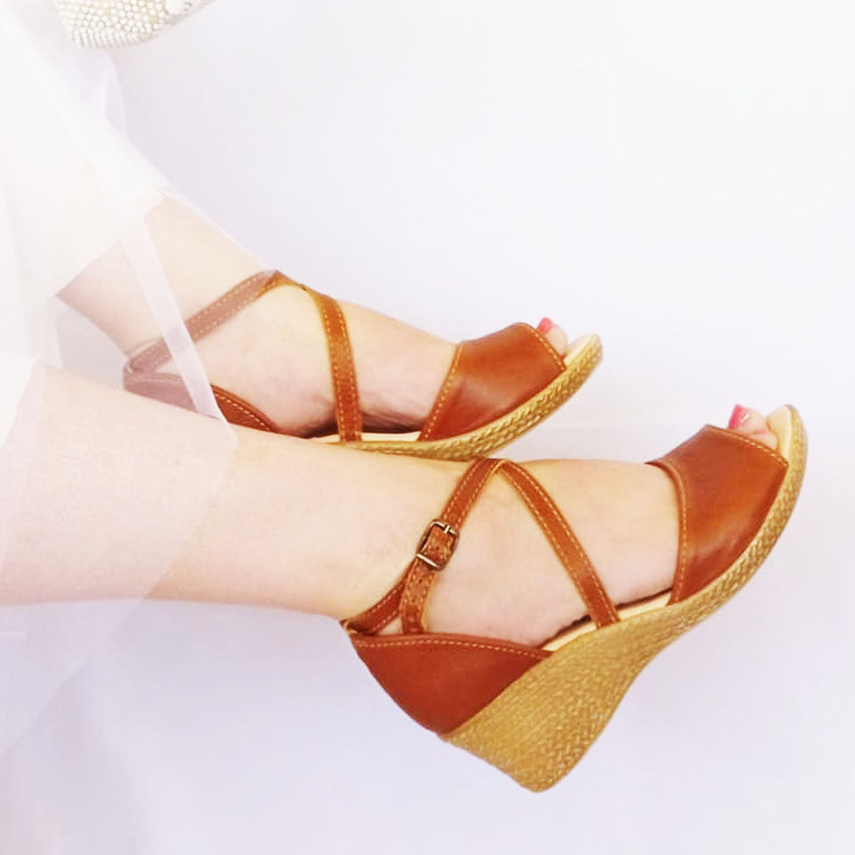 Talitha Bridal Tan Wedge
