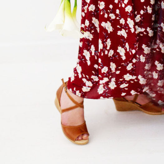 Talitha open Tan Cross Wedge
