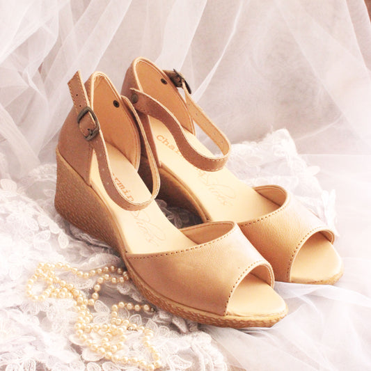 Talitha Beige Bridal Wedge