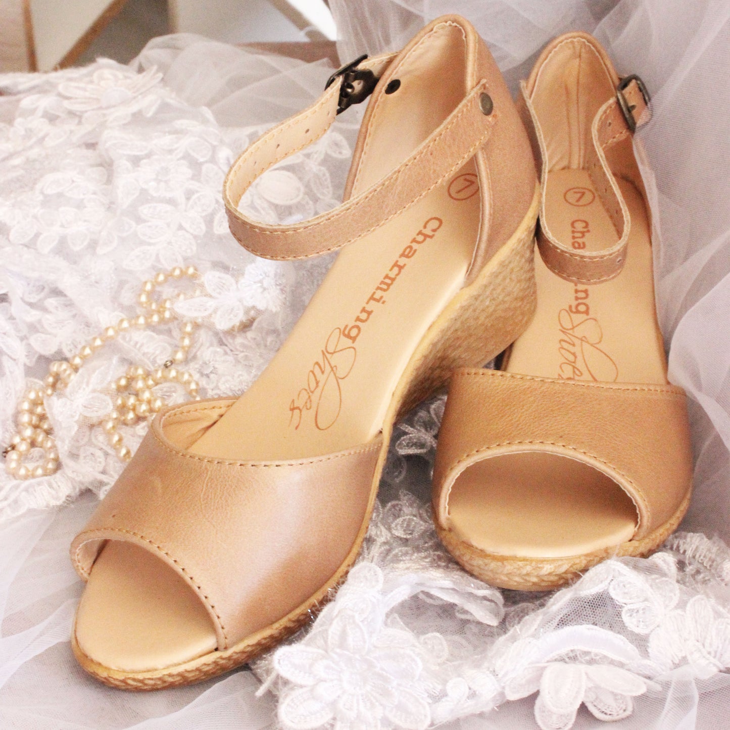 Talitha Beige Bridal Wedge