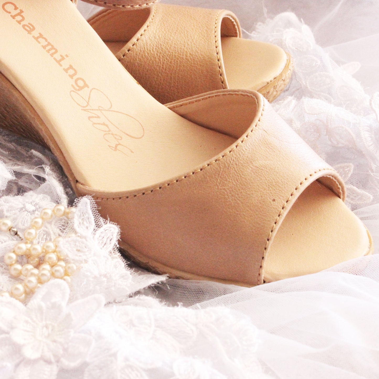 Talitha Beige Bridal Wedge