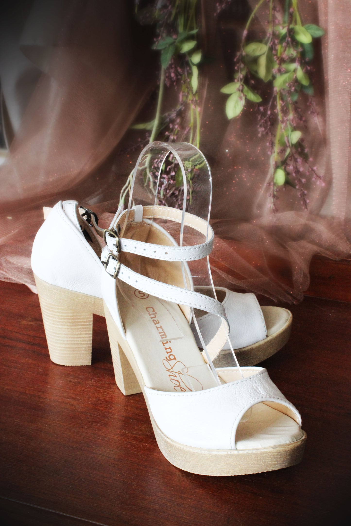 Zoë white opentoe HEELS