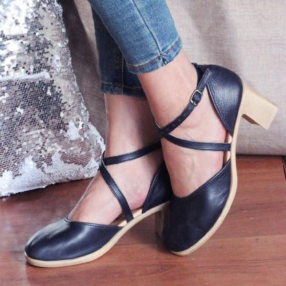 Cloë crossover Navy Heel
