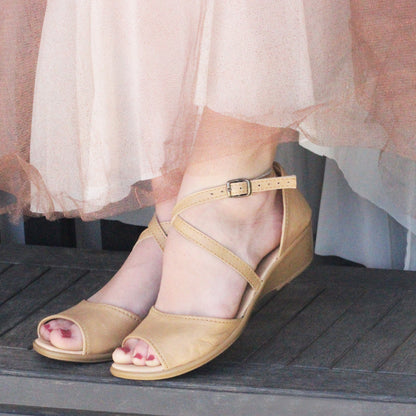 SALE Demi Beige opentoe Wedge