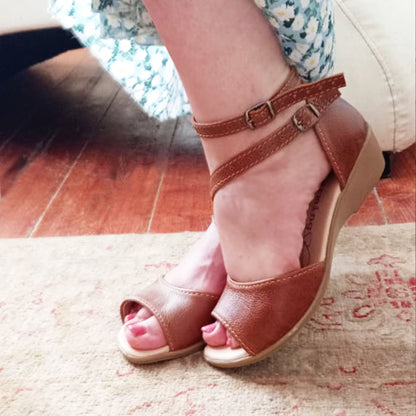 Demi Tan opentoe Wedge