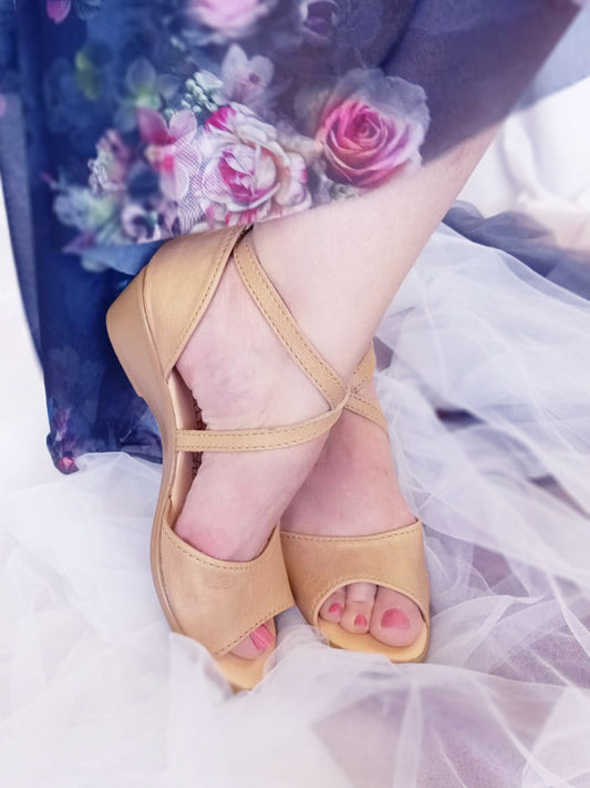 SALE Demi Beige opentoe Wedge
