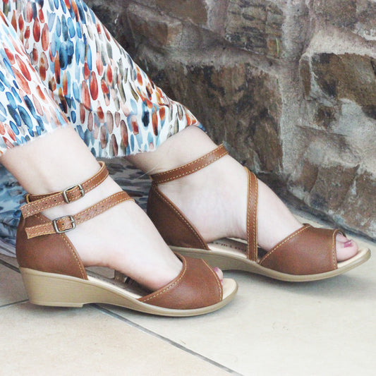 Demi Tan opentoe Wedge