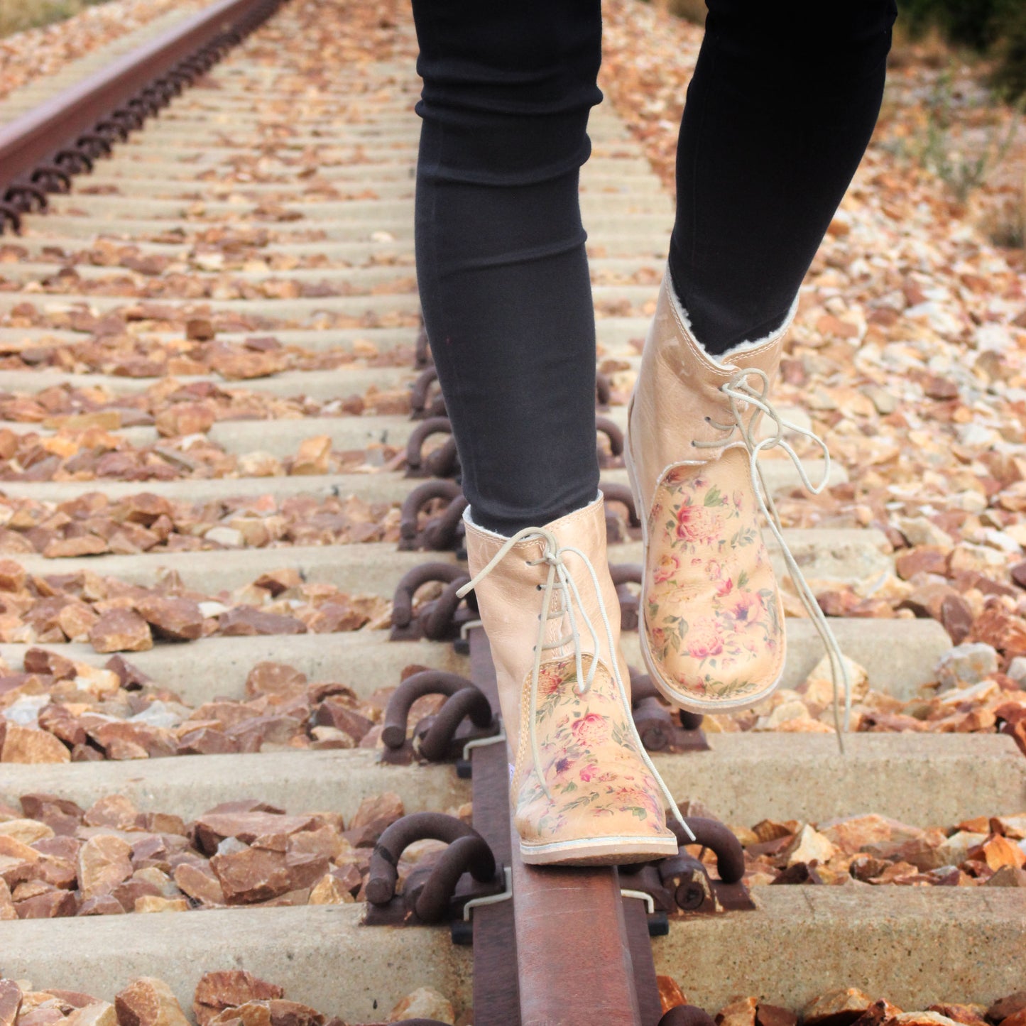 SALE Hannah Beige Floral BOOTS