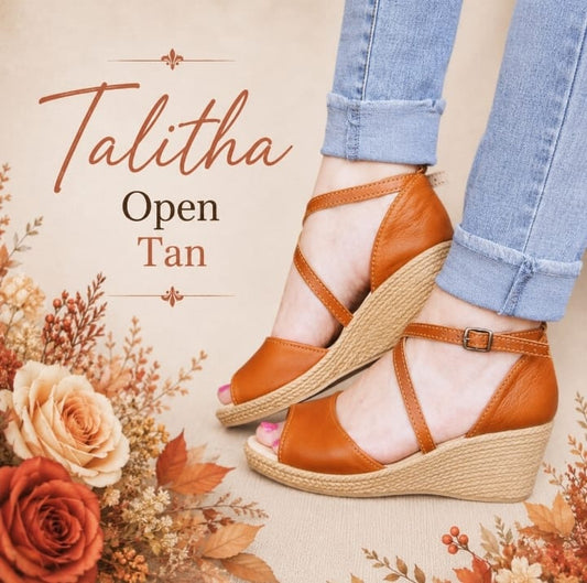 Talitha open Tan Wedge