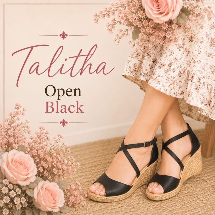 Talitha open Black Cross Wedge