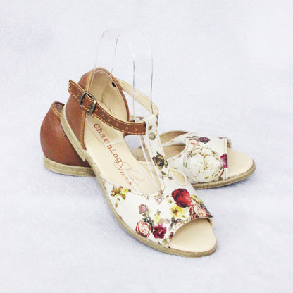 SALE Floral Tan TBar Sandal