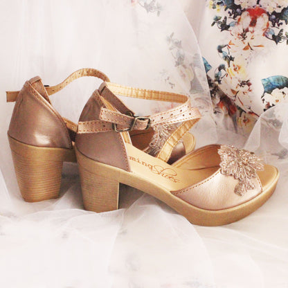 Zoë Bridal Rosegold & Lace HEELS