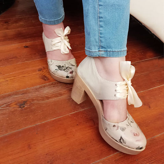 Zoë Pink Rose Ribbon  HEELS