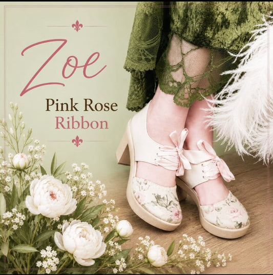 Zoë Pink Rose Ribbon  HEELS