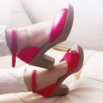 Zoë Red opentoe HEELS