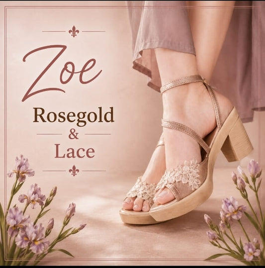 Zoë Bridal Rosegold & Lace HEELS