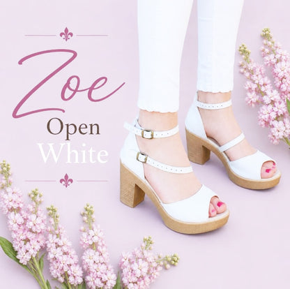 Zoë white opentoe HEELS