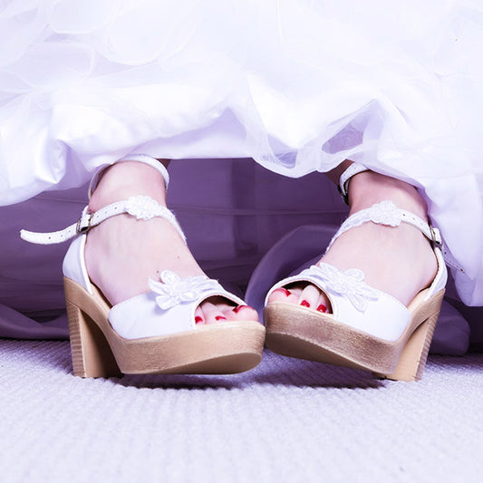 SALE Zoë white&lace HEELS -46%